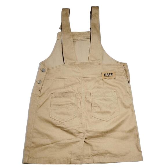 KATE Teenie Weenie Overall Dress Juniors Small Tan Palm Tree Pineapple Embroider - Picture 2 of 11